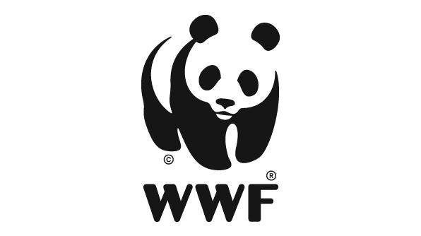 Logo du World Wildlife Fund, une image graphique en noir et blanc d'un panda